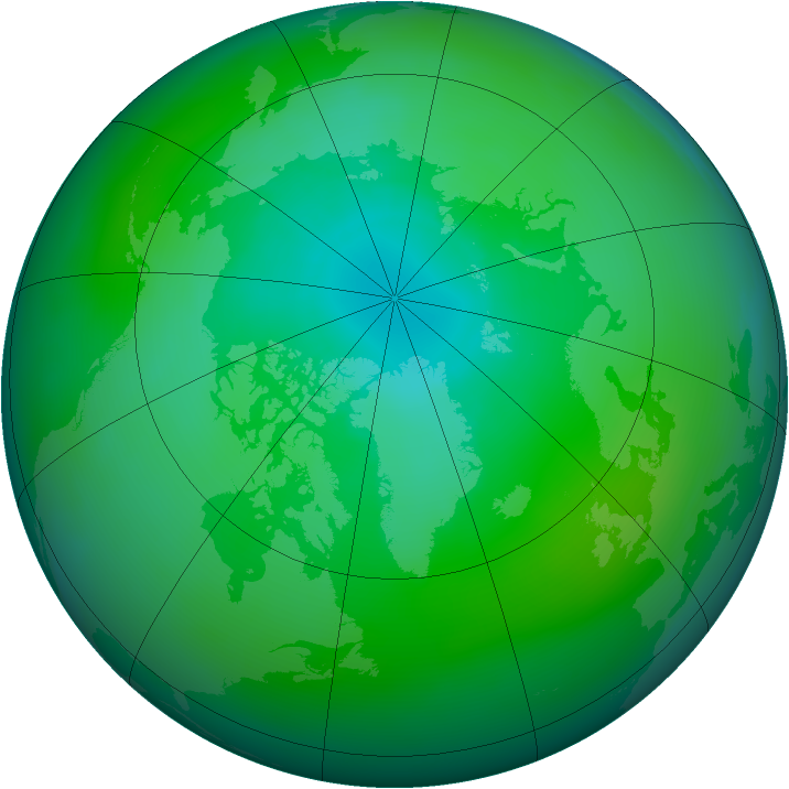 Arctic ozone map for August 2014